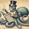 Dapper Cat & Octopus Vintage Illustration – Digital JPG